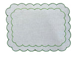 Green Scallop and Line Napkins