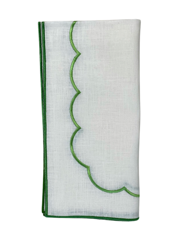 Green Scallop and Line Napkins