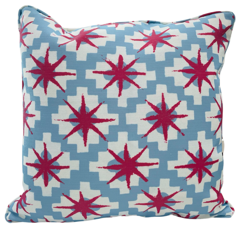 Starburst Raspberry/Sky Outdoor Pillow Cover