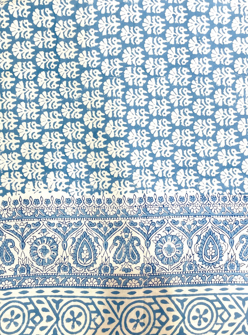 Blue Marigold Block Print Tablecloth