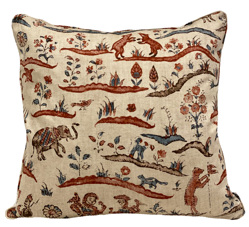 Indian Story Terracotta Pillow Cover
