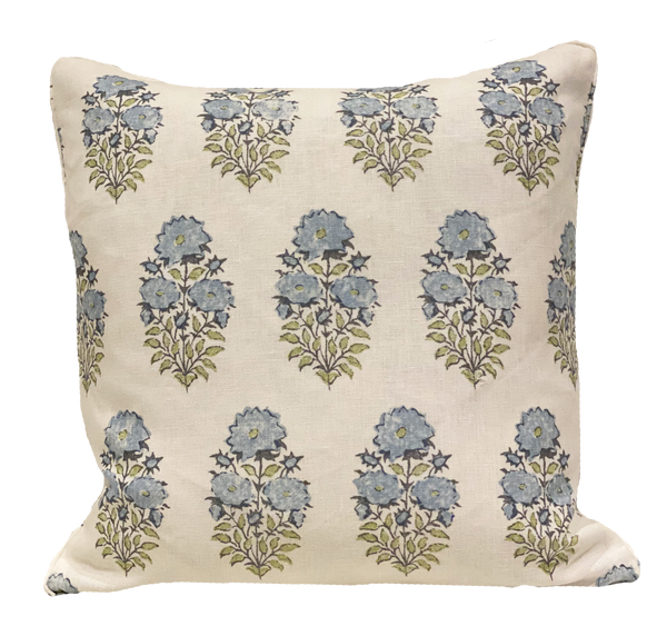 Mughal Flower Blue Pillow Cover