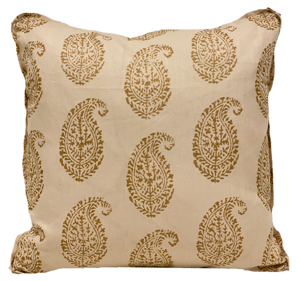 Kashmir Paisley Gold Pillow Cover