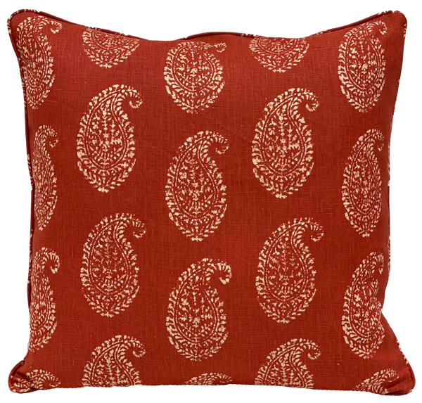 Kashmir Paisley Red Pillow Cover