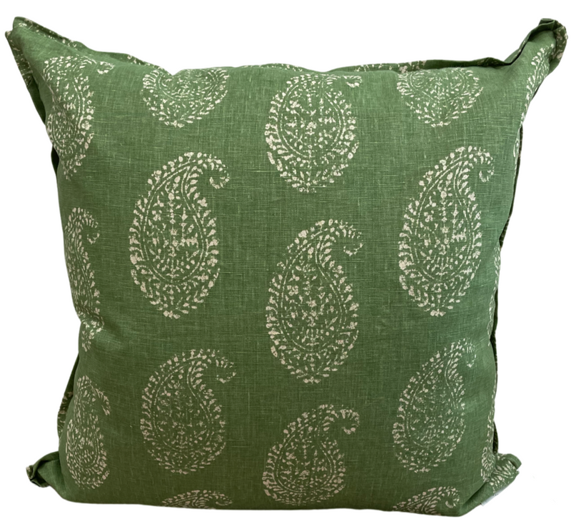 Kashmir Paisley Green Pillow Cover
