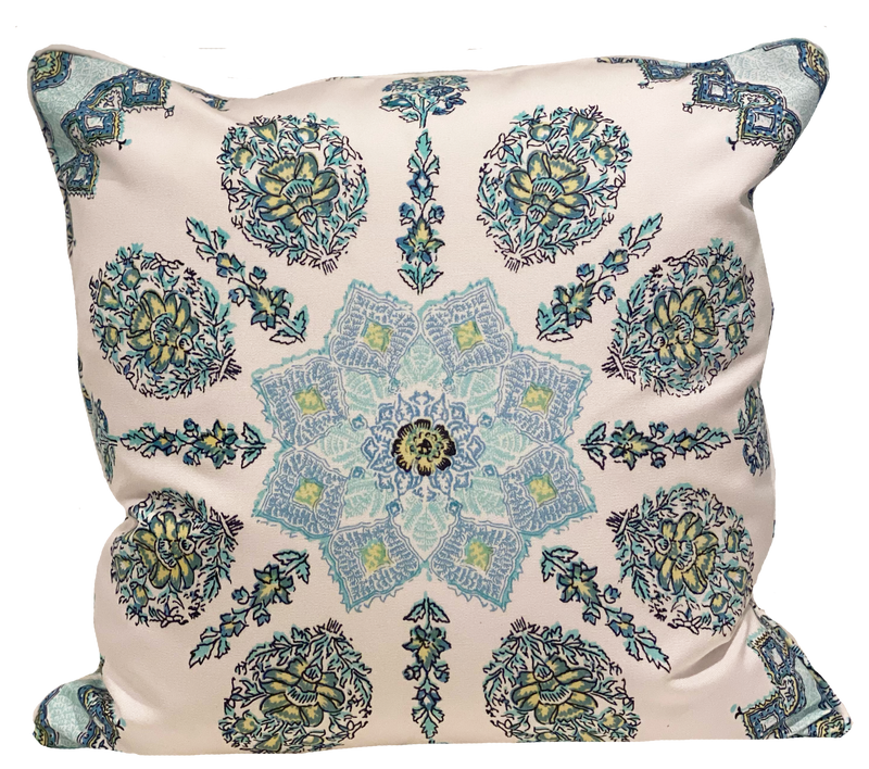 Persepolis Celeste Blue Outdoor Pillow