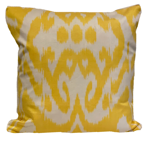 Sennur Yellow Silk Ikat Pillow Cover