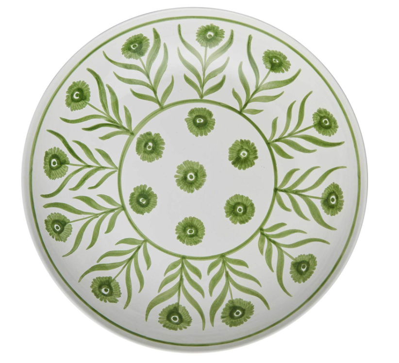 Green Summer Flower Salad Serving Bowl
