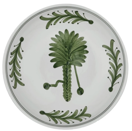 Green Palm Tree Ceramic Shallow Bowl