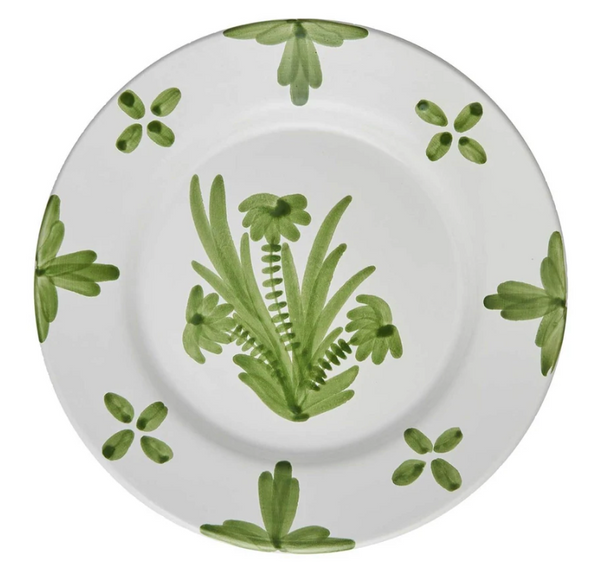 Green Summer Flower Ceramic Large Plate