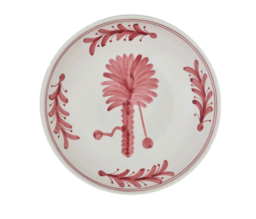 Pink Palm Tree Ceramic Shallow Bowl