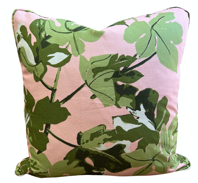 Fig Leaf Original on Pink Pillow Cover