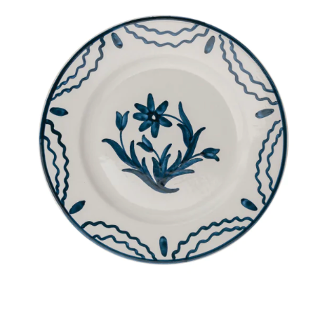 Blue Summer Flower Ceramic Medium Plate