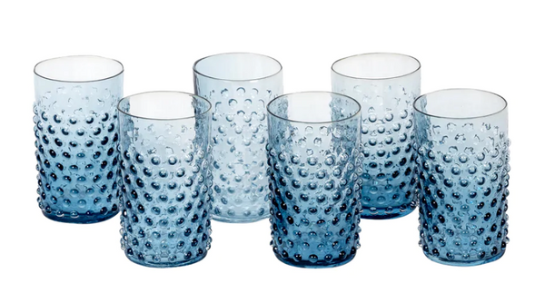 Blue Hobnail Glasses- Set of 6