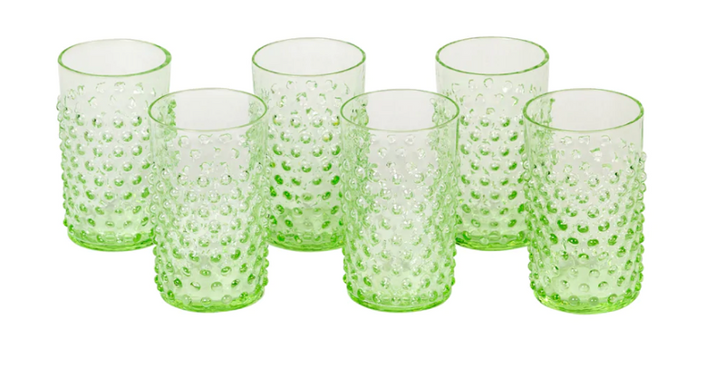 Green Hobnail Glasses- Set of 6