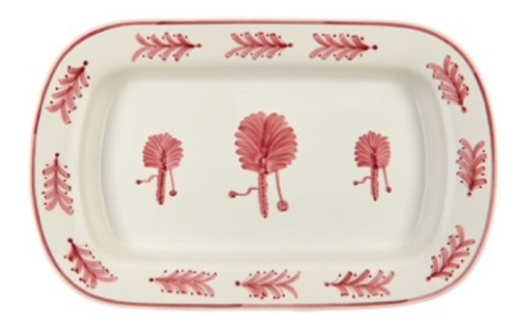 Pink Large Palm Tree Ceramic Serving Platter