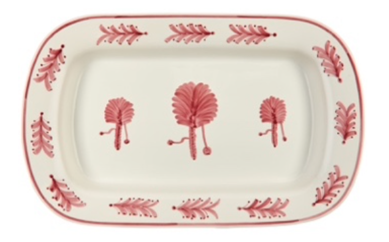 Pink Large Palm Tree Ceramic Serving Platter