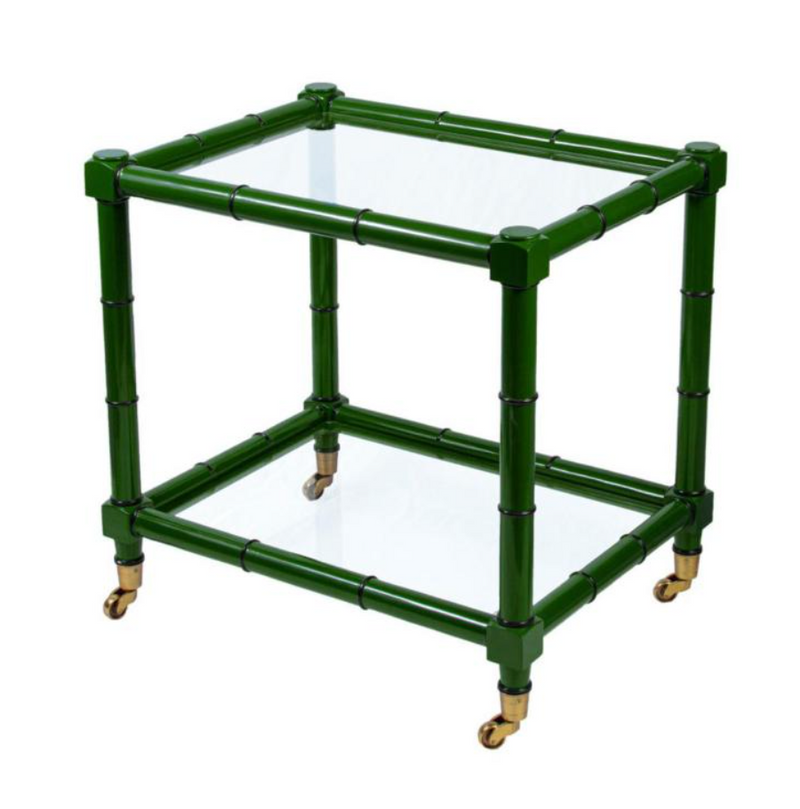 Lacquered Bamboo Side Table- Green
