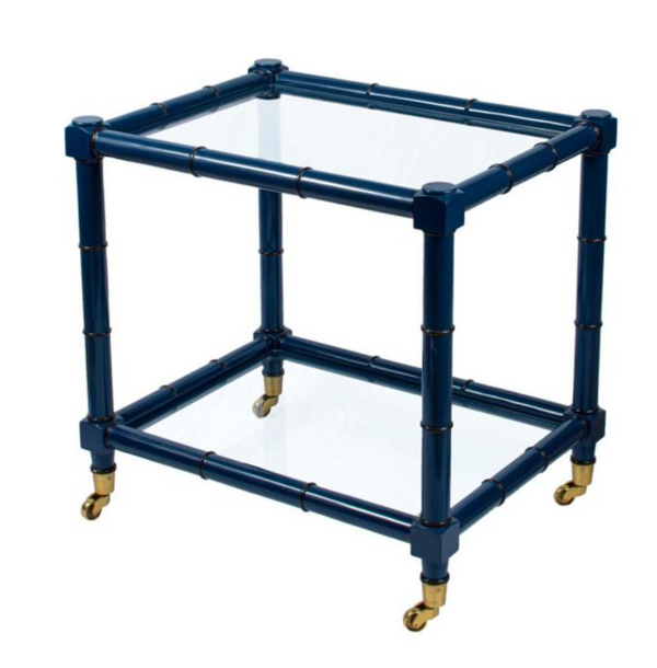 Lacquered Bamboo Side Table- Blue