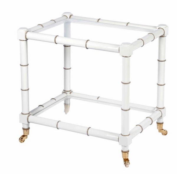 Lacquered Bamboo Side Table- White
